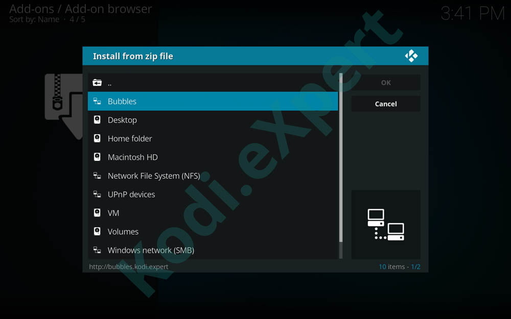Bubbles addon Kodi step 10