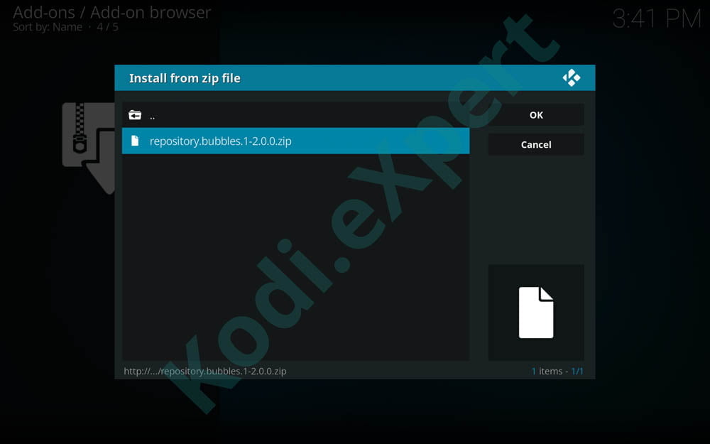 Bubbles addon Kodi step 11