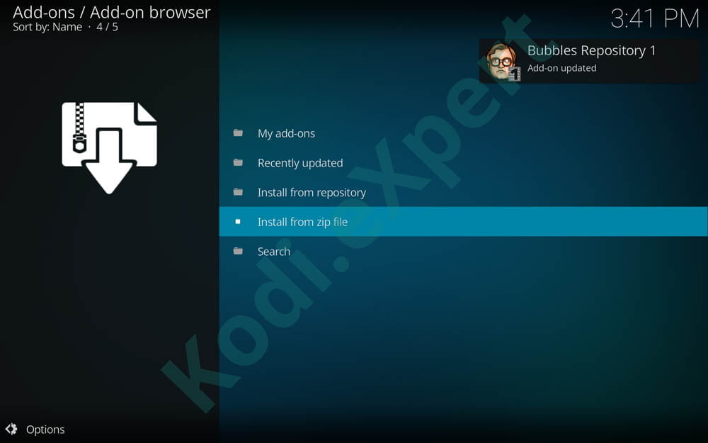 Bubbles addon Kodi step 12