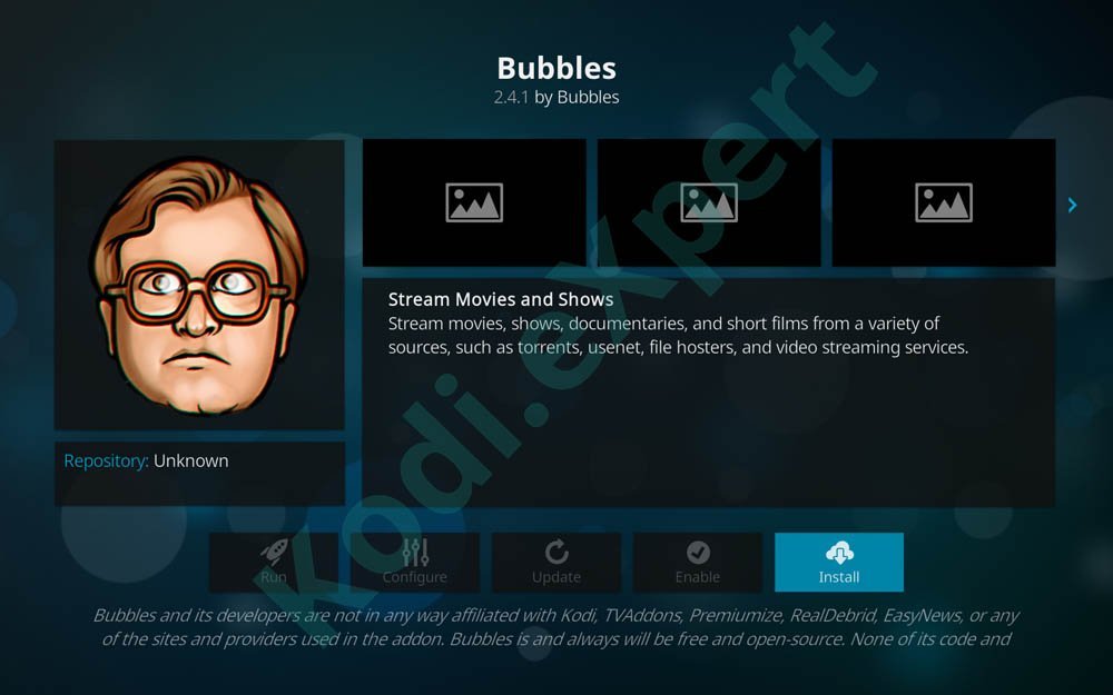 Bubbles addon Kodi step 16