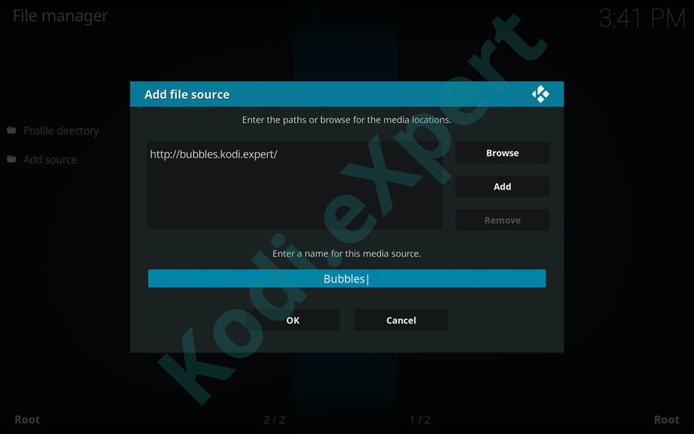 Bubbles addon Kodi step 6