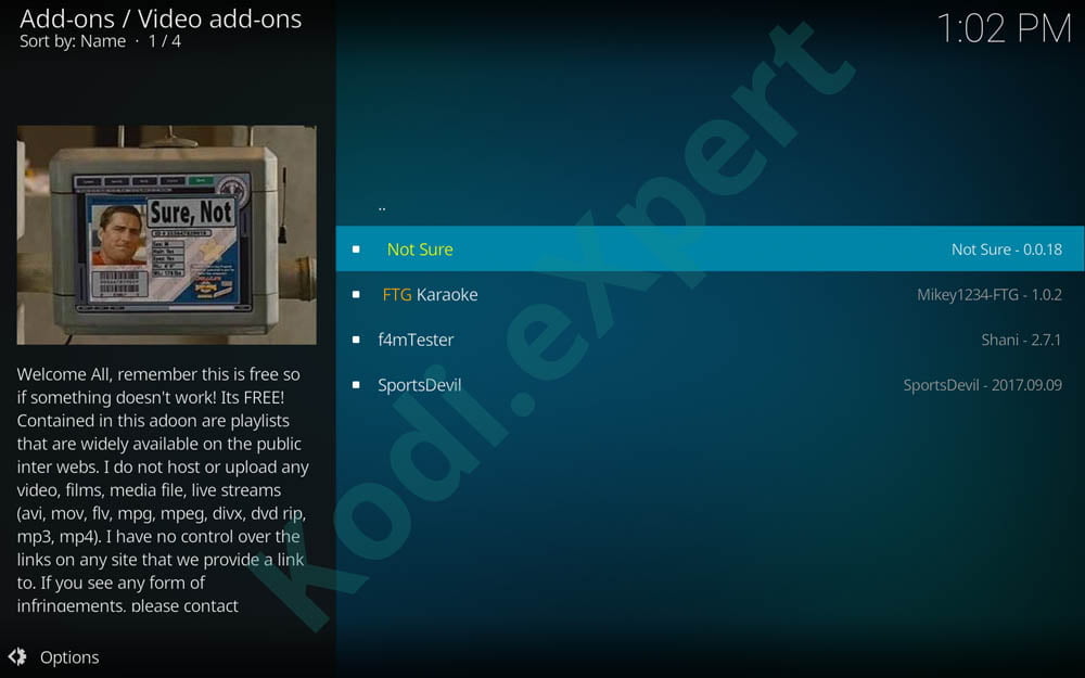 NotSure addon Kodi step 17