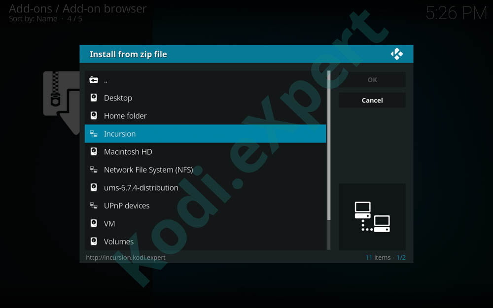 Kodi incursion Addon 6.16