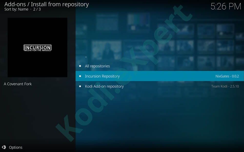 Kodi incursion Addon 6.44