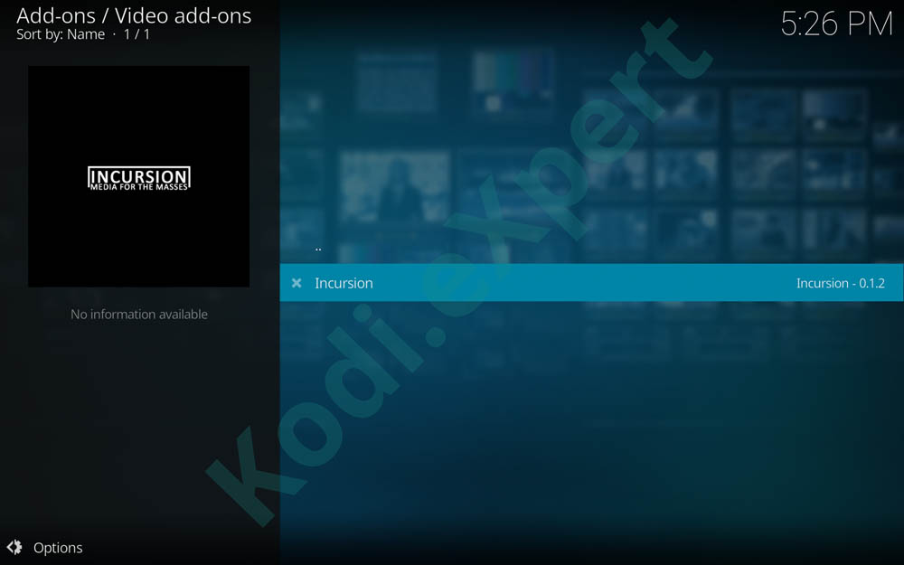 Kodi incursion Addon 6.52