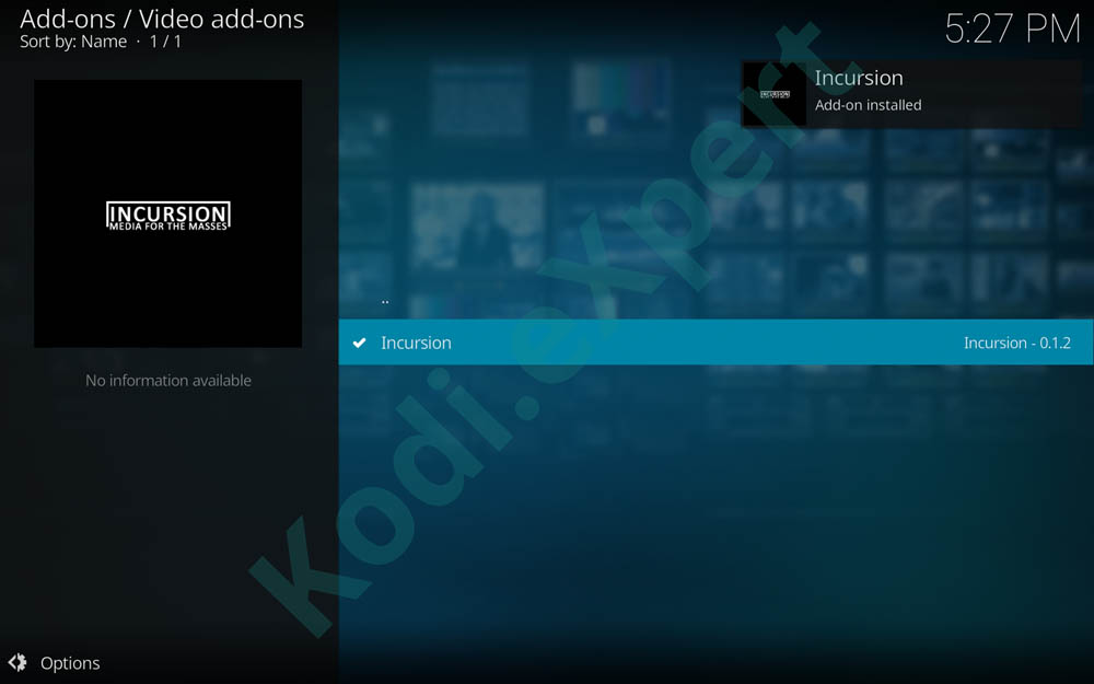 Kodi incursion Addon 7.04