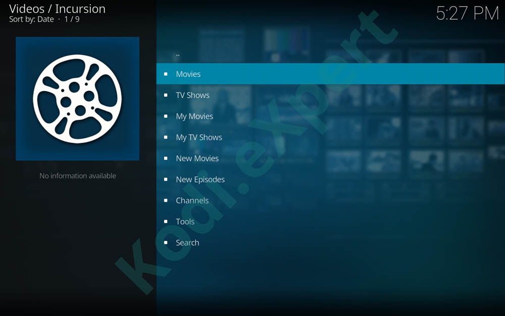 Kodi incursion Addon 7.19