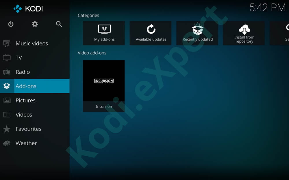 Kodi incursion Addon update 2.1