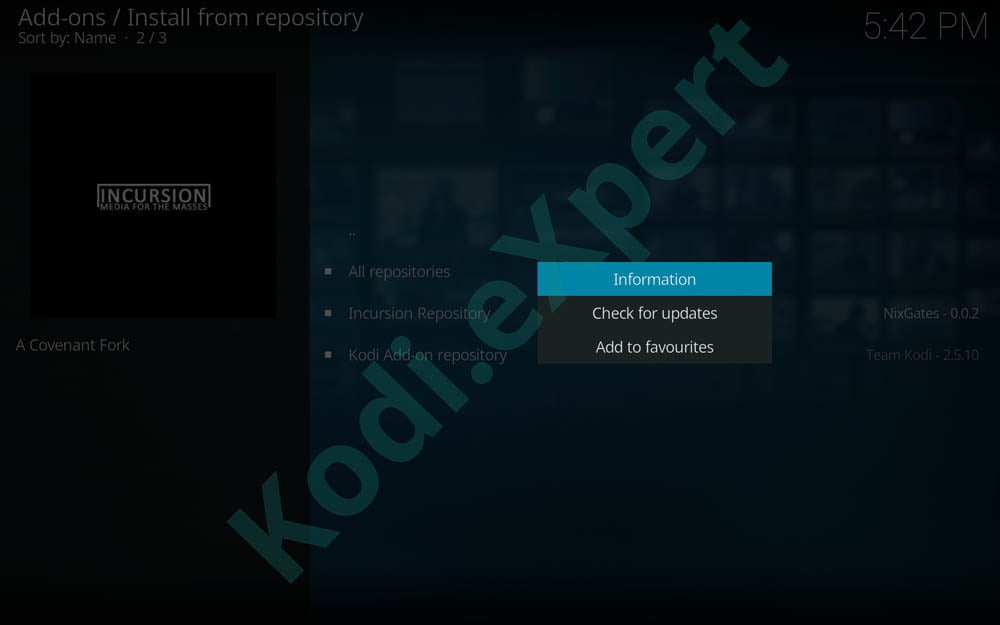 Kodi incursion Addon update 2.41