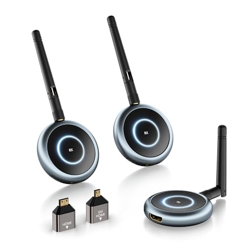 TIMBOOTECH Wireless HDMI Transmitter and 2 Receivers - Up to 4 Receivers, Plug and Play, 5.8G HDMI Wireless Extender for PC, Laptop, Camera, Cable Box to Multiple TVs, Monitors, Projectors - 165FT/50M