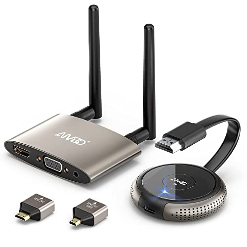 TIMBOOTECH HDMI Wireless Transmitter and Receiver 4K, Dual Screens HDMI & VGA Live Casting 5G Video/Audio for Laptop, Cable Box, Camera, Blu-ray, Phone, Netfix to Monitor, Projector, HDTV 165FT/50M