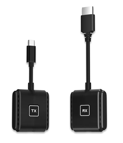 SmartSee Wireless USB-C to HDMI Transmitter and Receiver Kit Screen Mirror and Screen Extender for iPhone 15 16 Mac iPad to TV Projector Display Adapter Plug and Play