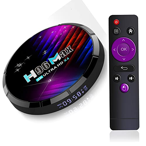 Amlogic S905X4 H96 Max X4 Android 11.0 Tv Box 4G Ram 32G ROM Dual-WiFi 2.4GHz/5GHz Bt Quad Core 64 Bits 3D/8K Full Hd/H.265/Usb3.0 100M Android Box