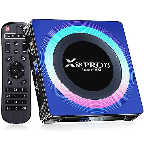 Android TV Box 2024, Android Box 13.0 4GB RAM 64GB ROM WiFi 6 8K 6K 4K, X88 PRO 13 TV Box Android RK3528 Quad-Core 2.4G/5G Dual-WiFi Bluetooth 5.0 USB 3.0 100M Ethernet Smart TV Box