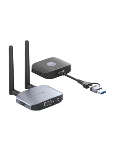 Hagibis Dual USB A & USB C Wireless HDMI Transmitter & Receiver Extender Kits, 1080P@60Hz 5GHz 164ft Wireless Display Dongle for Laptop PC Netflix PS4/5 TV Projector Streaming