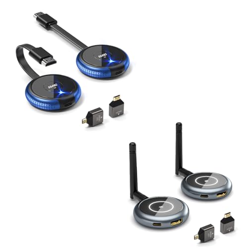 AIMIBO Wireless HDMI Transmitter & Receiver 2 Sets, Plug and Play, 1080P@60Hz, Streaming Audio Video with 0.1s Delay, Wireless HDMI Extender Support 1 TX to 4 RXs, 165FT/50M Long Range Transmission