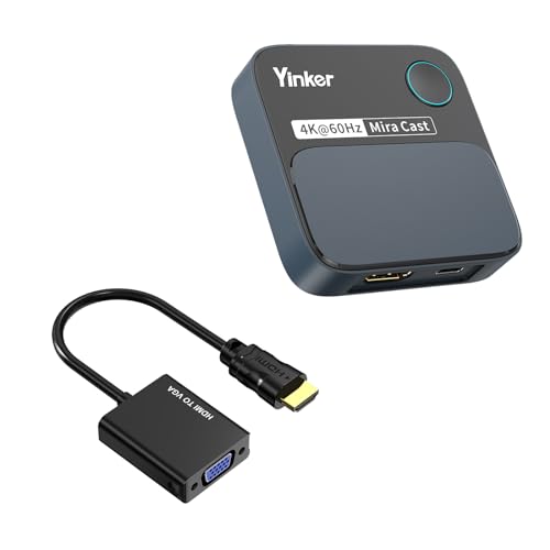 Yinker 4K60Hz HDMI Wireless Display Adapter + HDMI to VGA Adapter
