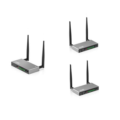TIMBOOTECH Wireless HDMI Transmitter & 2 Receivers, Multiple TVs, 5.8G HDMI Wireless Extender, 1080P@60Hz, 820FT, KVM, IR Remote, HDMI Loop Out, Live Stream Video &Audio to Multiple Displays(1TX+2RX)