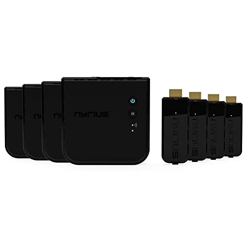 Nyrius Aries Prime Wireless Video HDMI Transmitter & Receiver for Streaming HD 1080p 3D Video & Digital Audio from Laptop, PC, Cable, Netflix, YouTube, PS4 to HDTV - NPCS549 (Pack of 4)