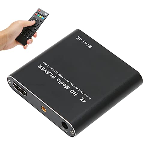 VBESTLIFE HD Video Player, 4K High Resolution Mini Streaming Media Player, Built in 4G Storage, with HD Multimedia, AV, USB Interface, Support AV, MXF, MP4, FLV, MKV, ASF, DAT(US Plug)