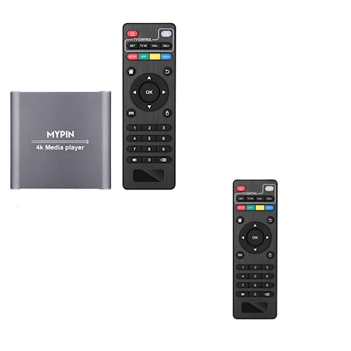 4K Media Player with Two Remote Controls, Digital MP4 Player for 8TB HDD/USB Drive/TF Card/H.265 MP4 PPT MKV AVI Support HDMI/AV/Optical Out and USB Mouse/Keyboard-HDMI up to 7.1 Surround Sound (Grey)