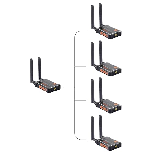 ChwFio Wireless Video Transmitter and Receiver 4K, Wireless HDMI 1 Transmitter to 4 Receivers (1TX +4RXs)