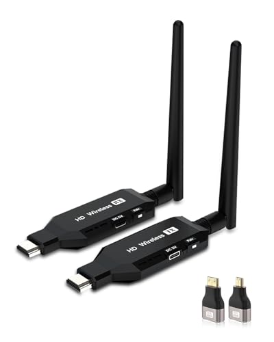 Wireless HDMI Transmitter and Receiver, 164Ft/ 50M HDMI Wireless Sender, 2.4/5.8GHz 1080P HD Extender for Laptop, Camera, TV Box, Projection to TV/Monitor/Projector, Audio Video Transmission