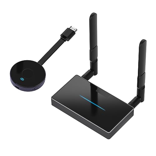 Transmitter and Receiver 2sets/Mini Projector with WiFi and Bluetooth Also Project Dual 5G Transmission Distance 30M/98FT Audio Streaming Media Players for Laptop/PC to TV LCD