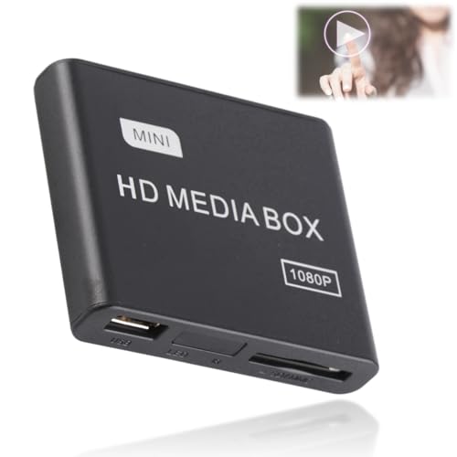 1080P Full HD Mini Box Media Player,Strong Compatibility Decoding Beautiful Appearance for TV Set Black (US Plug)