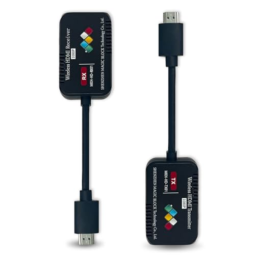 Wireless HDMI Transmitter and Receiver, 1080P HDMI Extender Kit, 50M/165Feet Range for Laptop/Camera/Phone to Monitor/Projector/TV, PS5, Xbox, Switch, Steamdeck and HDMI Console
