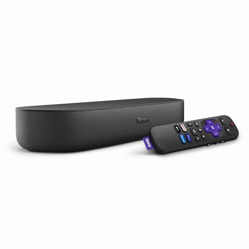 Roku Streambar | 4K HDR Streaming Device & Premium Roku Soundbar All In One, Roku Voice Remote, Free & Live TV, Black