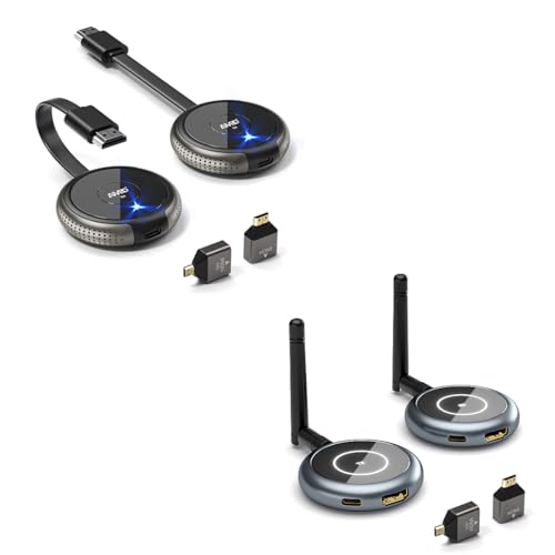 AIMIBO Wireless HDMI Transmitter & Receiver 2 Sets, Plug and Play, 1080P@60Hz, Streaming Audio Video with 0.1s Delay, Wireless HDMI Extender Support 1 TX to 4 RXs, 165FT/50M Long Range Transmission