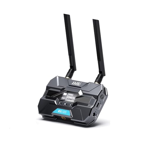 TIMBOOTECH Wireless Video Receiver, Supports Up to 4 Receivers, 1080P HD@60Hz, 2.4 & 5.8GHz, 1000FT Los Range, 66ms Latency, OLED Screen, Smart Channel HDMI Wireless System