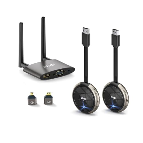TIMBOOTECH Wireless HDMI Transmitter x 2 and One Receiver 4K, 5.8G HDMI Wireless Transmitter Receiver Transmission Stable Video, Plug & Play, Support HDMI & VGA Dual Screens,165FT/50M, Grey
