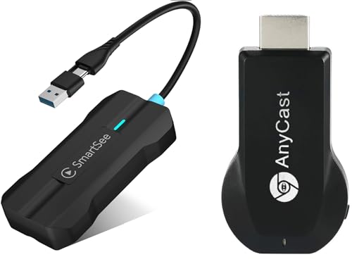Wireless carplay Adapter Converts Wired to Wireless + Anycast HDMI Wireless Display Adapter