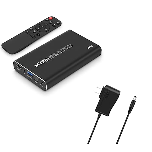 4K@30hz USB3.0 HDMI Media Playerwith A Power Supply, Support 2.5" SATA HDD with HDMI/AV/Optical Output, for Videos/Music/Photos from USB Drive/SD Card/4 GB Internal or Up to 8TB External HDD