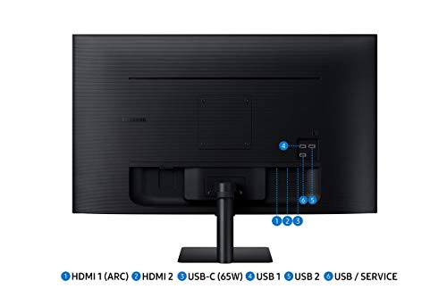 SAMSUNG 32-inch 4K UHD Smart Monitor with Adaptive Picture, Ultrawide Game View, Built-In Speakers, Remote, HDMI, USB-C, 2021 Model LS32AM702UNXZA, Black