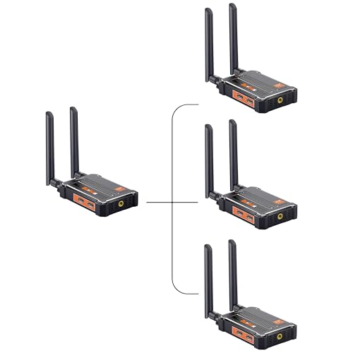 BovBox 1TX*3RX Wireless HDMI Transmitter and Receiver 4K: 2.4/5.0GHz HDMI Wireless Extender for Streaming Video/Audio from DSLR/Camera/Projector/DVR/Laptop/PS5, 490FT (150M) Range 0.1S Low Latency