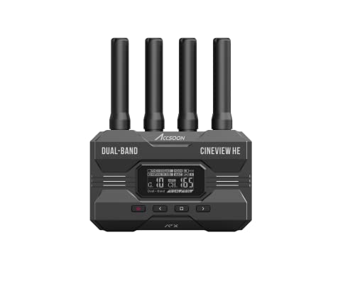 Accsoon CineView HE Wireless 2.4GHz&5GHz Dual-Band Transmission,HDMI UVC Out Live Streaming 1200FT (350M) Range, 0.06s Latency,1080p60, 4 App Monitoring (HE Receiver)
