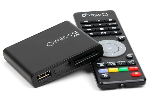 Micca G2 1080p Full-HD Digital Media Player for USB Drives and SD/SDHC Cards, Digital Signage, H.264/AVC MP4 MKV Videos MP3 Music JPG Photos, HDMI and AV Output, Auto Play and Resume