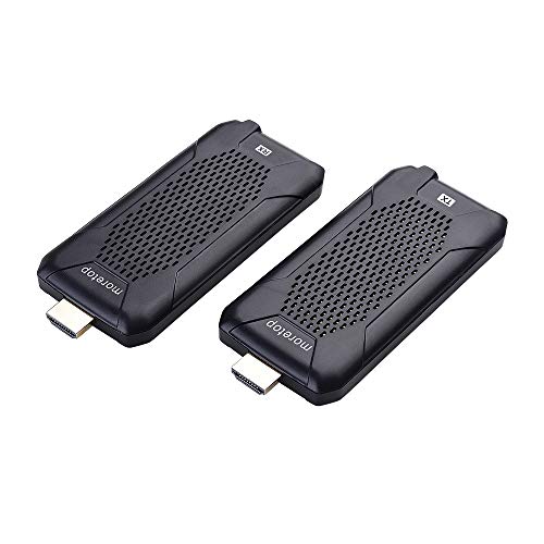 Moretop Mini Wireless HDMI Extender kit HDMI Transmitter and Receiver with 5GHz, 330ft Range, Up to 1080p@60Hz, HDMI Loopout on TX, IR Extension, Stream Video and Audio(MT-HD3501)