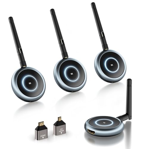 TIMBOOTECH Wireless HDMI Transmitter and 3 Receivers - Up to 4 Receivers, Plug and Play, 5.8G HDMI Wireless Extender for PC, Laptop, Camera, Cable Box to Multiple TVs, Monitors, Projectors - 165FT/50M