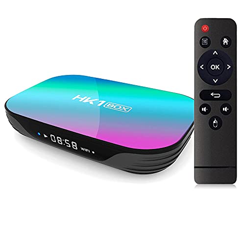 Sofobod HK1 Box Smart TV Box Android 9.0, 4GB RAM 128GB ROM, S905X3 Quad Core 64bit Cortex-A55, GPU G31 MP2, 2.4G/5G Dual WiFi BT4.0 H.265 Decoding LAN 1000 RJ-45, HD 8K : HK1Box-4E