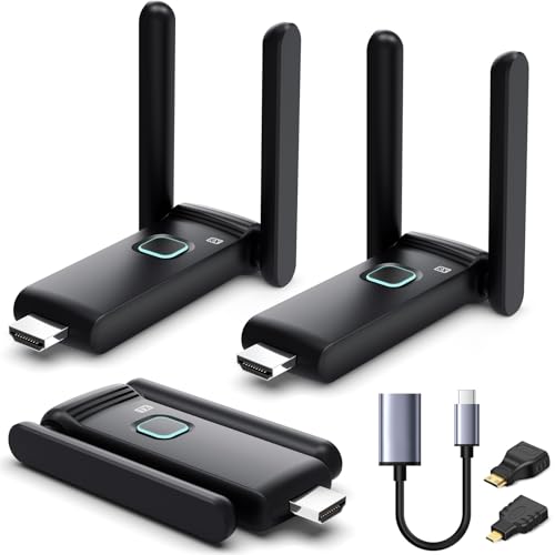 Wireless HDMI 2 Receivers and Transmitter,Up to 6 RXs,No Hot,Plug and Play,2.4/5.8GHz Wirelessly Stream to Multiple Screens,50M/165FT,Wireless HDMI Splitter for TV/DSLR Camera/Projector/Laptop/Switch