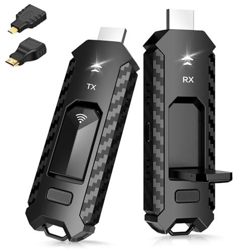 Wireless HDMI PRO- Transmitter and Receiver, Portable Extender Kit, Plug and Play, Enhanced 5G Chip w/Heat-Control, 165FT/50M 5.8G/2.4G @60Hz, Stream Video/PPT Wirelessly from Laptop to HDTV/Monitor