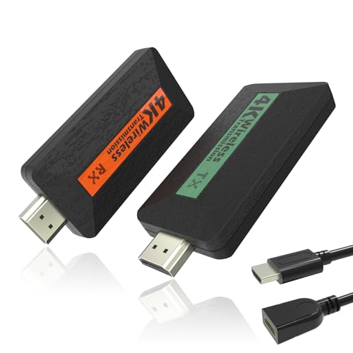 Wireless HDMI Transmitter and Receiver, Wireless HDMI Extender, Portable 4K Wireless HDMI Kit, Plug & Play, Support 2.4/5GHz for Streaming Video and Audio from Laptop/PC/TV Box to Monitor/Projector