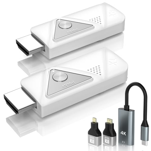 Wireless Hdmi Transmitter and Receiver, Wireless HD Extender Plug & Play Portable 2.4G/5G with Variety Adapters Wireless Hdmi Kit for Streaming Video and Audio to Monitor from Laptop/Pc/Tv Box, Small