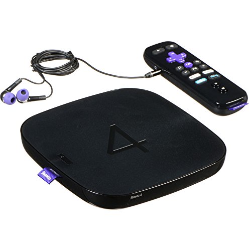 Roku 4 | HD and 4K UHD Streaming Media Player with Enhanced Remote (Voice Search, Lost Remote Finder, and Headphone), Quad-Core Processor, Dual-Band Wi-Fi, Ethernet, and USB Port