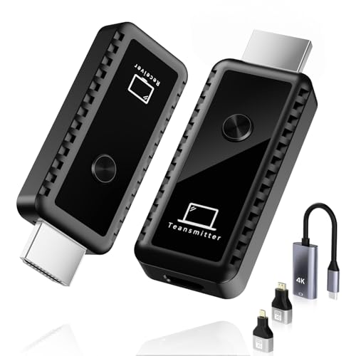 Kihoplly Wireless HDMI Transmitter and Receiver 4K, Plug & Play Wireless HDMI Extender Supported 2.4/5GHz Dual Band Smart Handovers, 100FT HDMI Wireless for PC/Projector/TV Box，No App/Bluetooth Needed