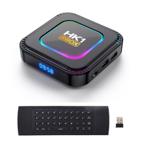 Android 13.0 TV Box,HK1 RBOX 4GB RAM 128GB ROM RK3528 Quad-Core WiFi6 2.4Ghz/5.8Ghz BT5.0 8K HDR10+ Ultra HD USB3.0 with 2.4Ghz Mini Wireless Keyboard